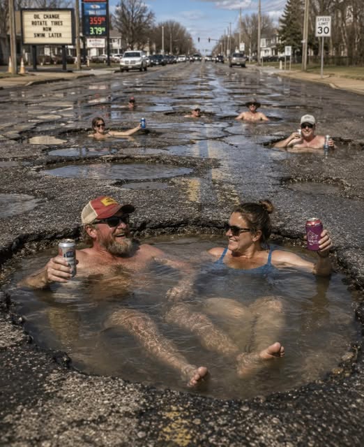 Illustration-style image about large potholes and road repair concerns